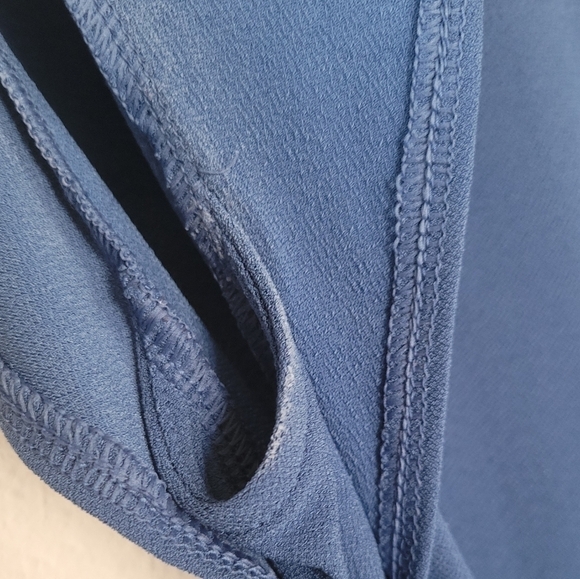 Nine West Knit Stretchy Blue Wrap Tie A Line Flutter Sleeve Knee Length Dress - Picture 9 of 10